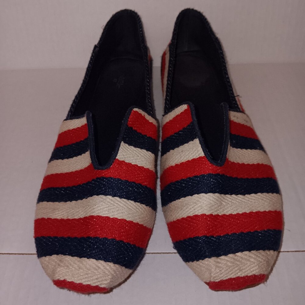 ZARA TRAFALUC  RED WHITE & BLUE STRIPED SHOES